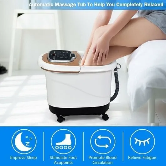 Portable All-In-One Heated Foot Bubble Spa Bath Motorized Massager-Coffee - Colo