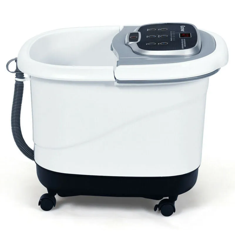 Portable All-In-One Heated Foot Bubble Spa Bath Motorized Massager-Gray - Color: