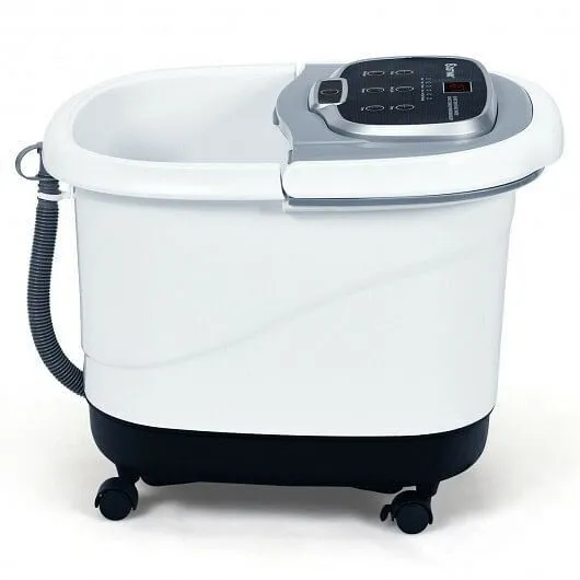 Portable All-In-One Heated Foot Bubble Spa Bath Motorized Massager-Gray - Color: