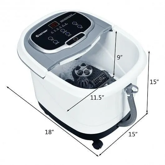 Portable All-In-One Heated Foot Bubble Spa Bath Motorized Massager-Gray - Color: