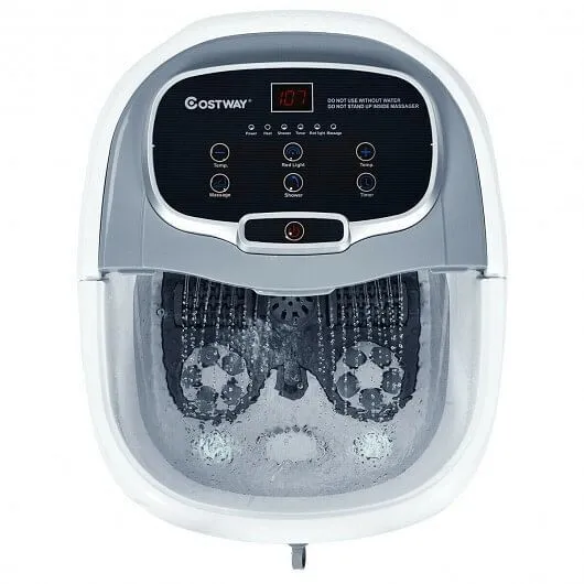 Portable All-In-One Heated Foot Bubble Spa Bath Motorized Massager-Gray - Color: