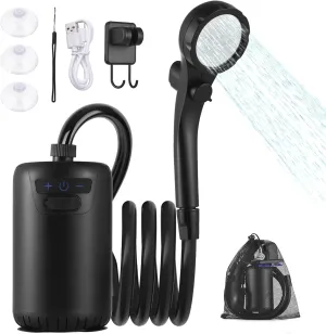 Portable Camping Shower with 10 Gears & LED Display 2000mAh*4 Battery for Outdoor Hiking Travel Shower Pump