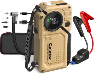 Portable Car Jump Starter with Air Compressor, Emergency Vehicle Battery Booster with LED Light, 2500A Peak 150PSI Tire Inflator, 12V 18000mAh Battery Booster Pack for 8.5L Gas / 6.0L Diesel Engines