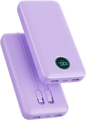 Portable Charger PowerBank 40,800mAh with 2 Built-in Cables,25W PD Fast Charging  QC 4.0 Quick Phone Charging Power Bank, 5 Outputs LCD Display USB C Battery Pack for iPhone 16/15 Android Galaxy etc