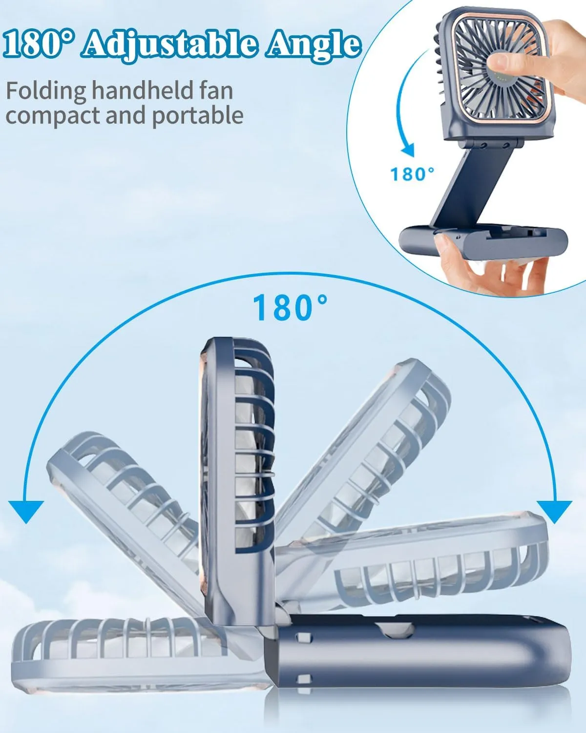Portable Fan Rechargeable,Handheld Fan 4000mAh Battery Operated Fan with Digital Display,Hand Fans for Women Foldable Mini Pocket Fan,Foldaway Hand Fan Table Fan for Indoor,Outdoor,Office,School