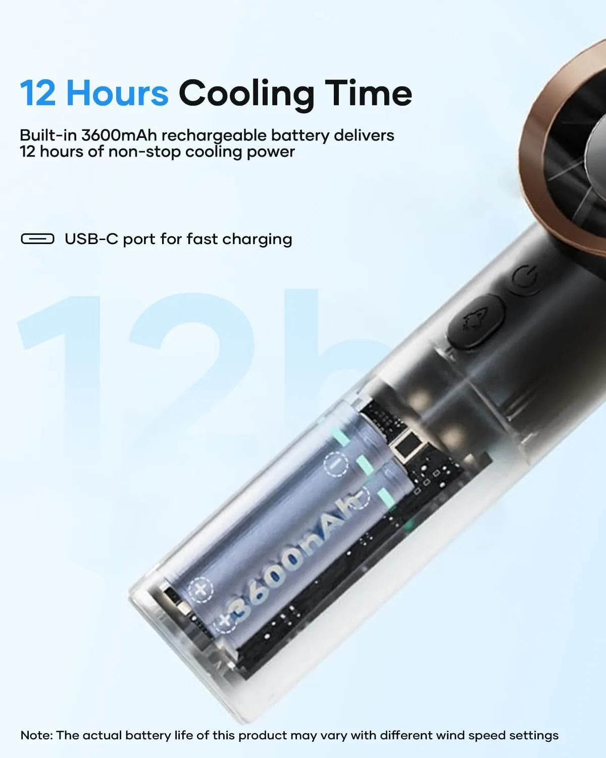 Portable Handheld Turbo Fan, 19000-RPM, 199-Speed Levels, Handheld Fan with 12hrs Battery Life, Digital Display, Pocket-Sized Portable fan for Personal, Women/Men, Travel/Camping/Outdoor-Gray