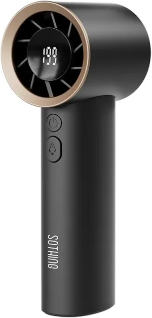 Portable Handheld Turbo Fan, 19000-RPM, 199-Speed Levels, Handheld Fan with 12hrs Battery Life, Digital Display, Pocket-Sized Portable fan for Personal, Women/Men, Travel/Camping/Outdoor-Gray