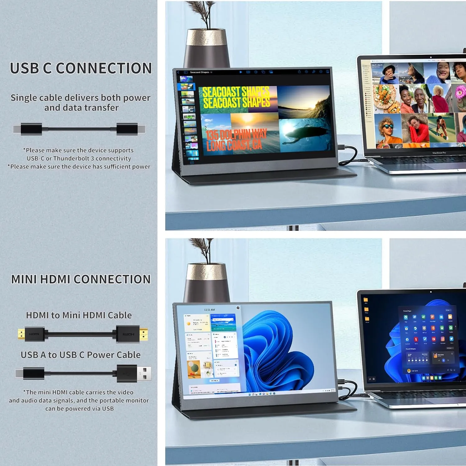 Portable Monitor 15.6'' 1080P FHD USB-C HDMI Computer Display w/Cover and Dual Speakers, Second Monitor for Laptop Mac PC Phone PS4/5 Xbox Switch