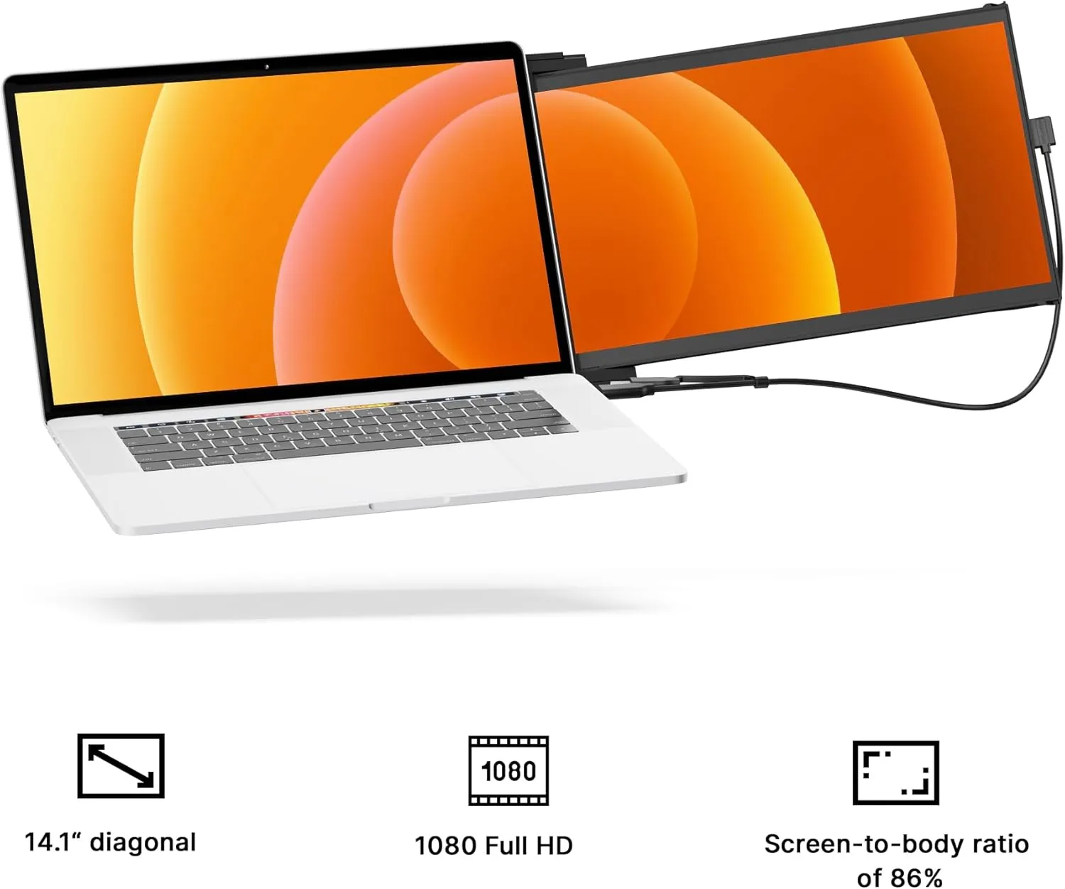 Portable Monitor - New Mobile Pixels Duex Max DS 14.1" Laptop Screen Extender, FHD 1080P Travel Monitor, USB C/USB A/HDMI Plug and Play Laptop Monitior for Windows/Mac/Android/Switch