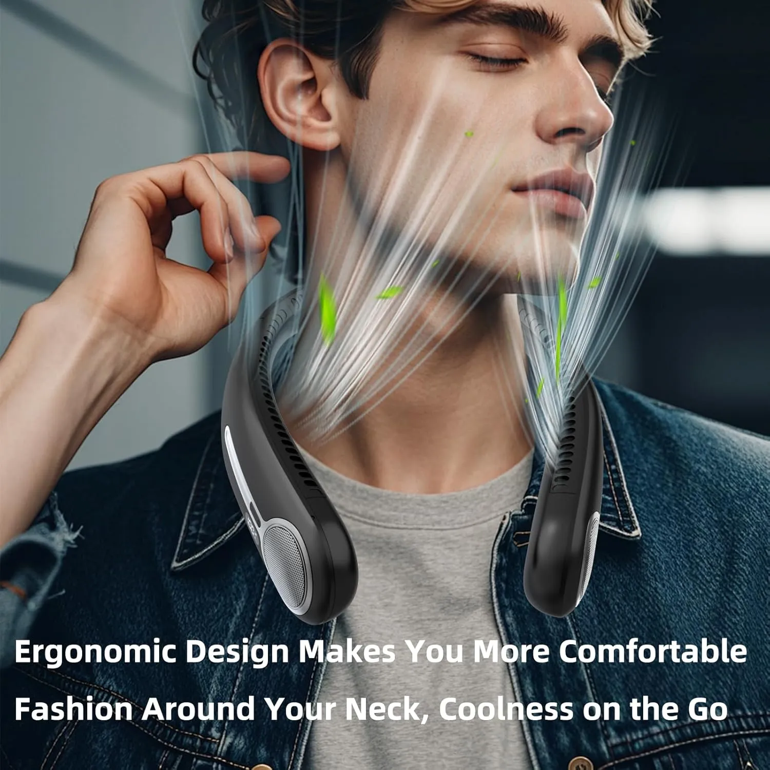Portable Neck Fan,Personal Hands Free Bladeless Fan,360° Cooling Fan,LED Display,4-Speeds,6000mAh Rechargeable Quick,Long Use Time,Wearable Fan,Birthday Gifts for Men Women Dad Mom (Black)