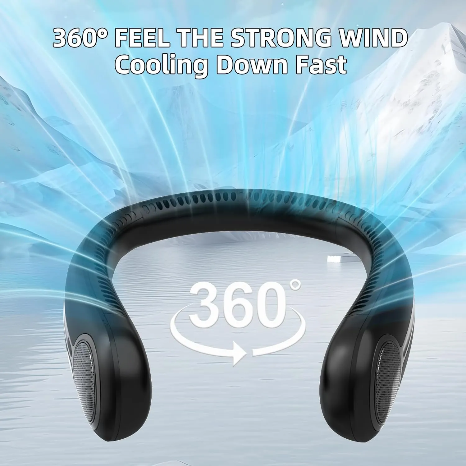 Portable Neck Fan,Personal Hands Free Bladeless Fan,360° Cooling Fan,LED Display,4-Speeds,6000mAh Rechargeable Quick,Long Use Time,Wearable Fan,Birthday Gifts for Men Women Dad Mom (Black)