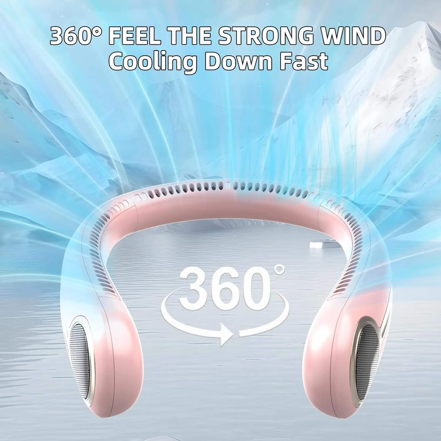 Portable Neck Fan,Personal Hands Free Bladeless Fan,360° Cooling Fan,LED Display,4-Speeds,6000mAh Rechargeable Quick,Long Use Time,Wearable Fan,Birthday Gifts for Men Women Dad Mom (Pink)