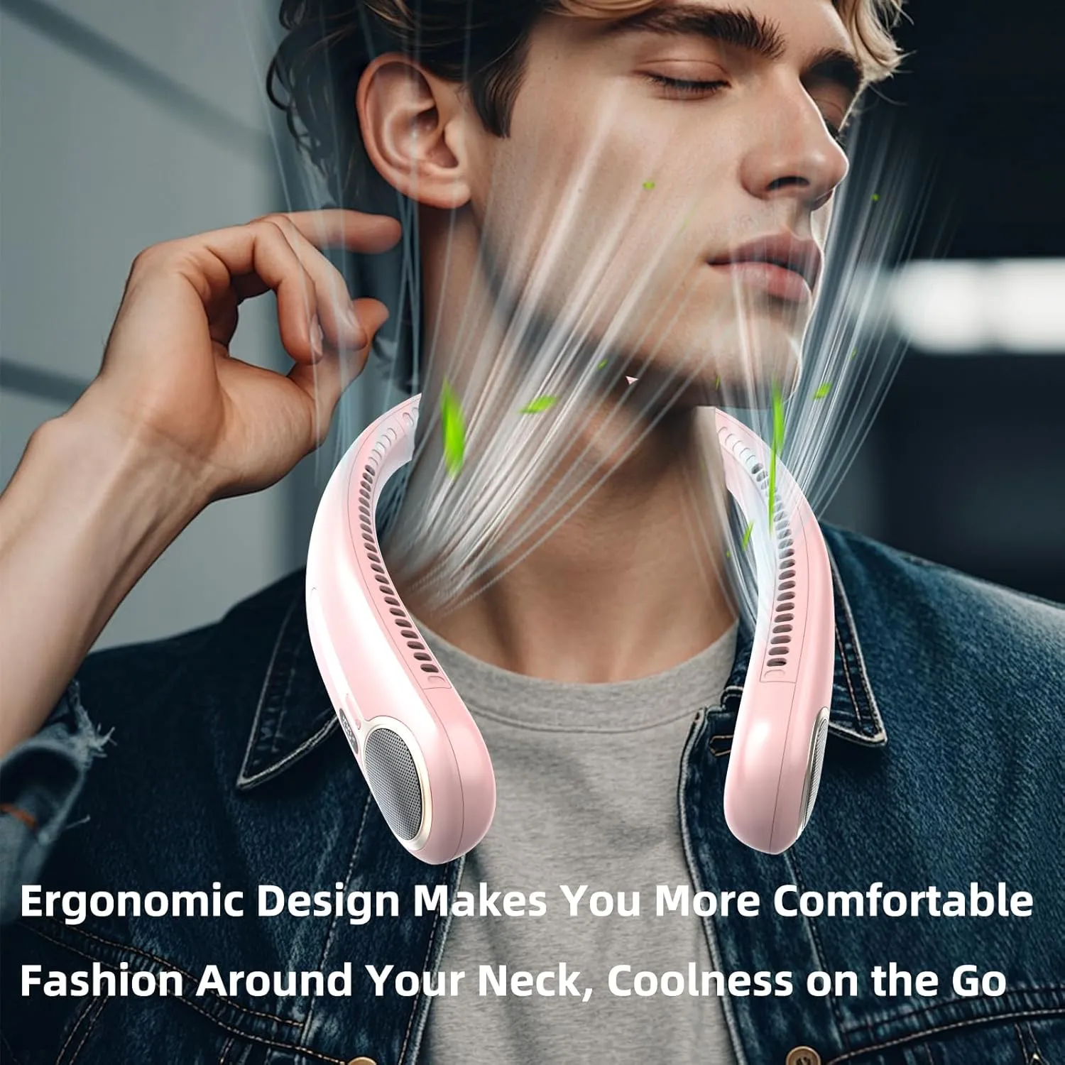 Portable Neck Fan,Personal Hands Free Bladeless Fan,360° Cooling Fan,LED Display,4-Speeds,6000mAh Rechargeable Quick,Long Use Time,Wearable Fan,Birthday Gifts for Men Women Dad Mom (Pink)