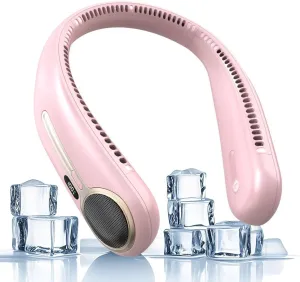 Portable Neck Fan,Personal Hands Free Bladeless Fan,360° Cooling Fan,LED Display,4-Speeds,6000mAh Rechargeable Quick,Long Use Time,Wearable Fan,Birthday Gifts for Men Women Dad Mom (Pink)