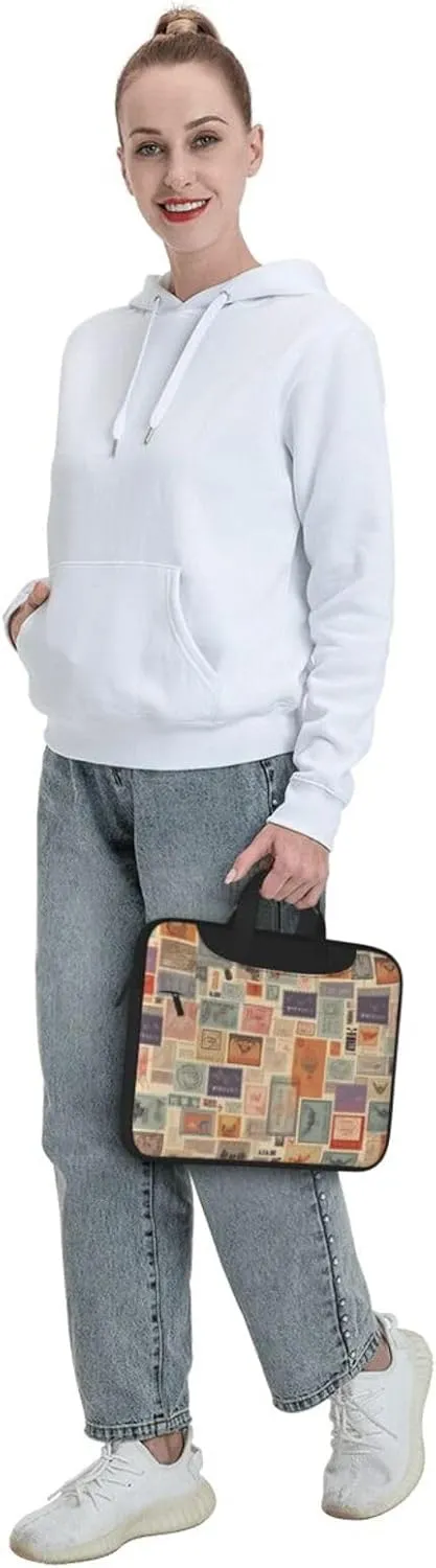 Postal Stationery Laptop Shoulder Bag Portable Laptop Bag Laptop Case Crossbody Briefcase w/Strap Handle