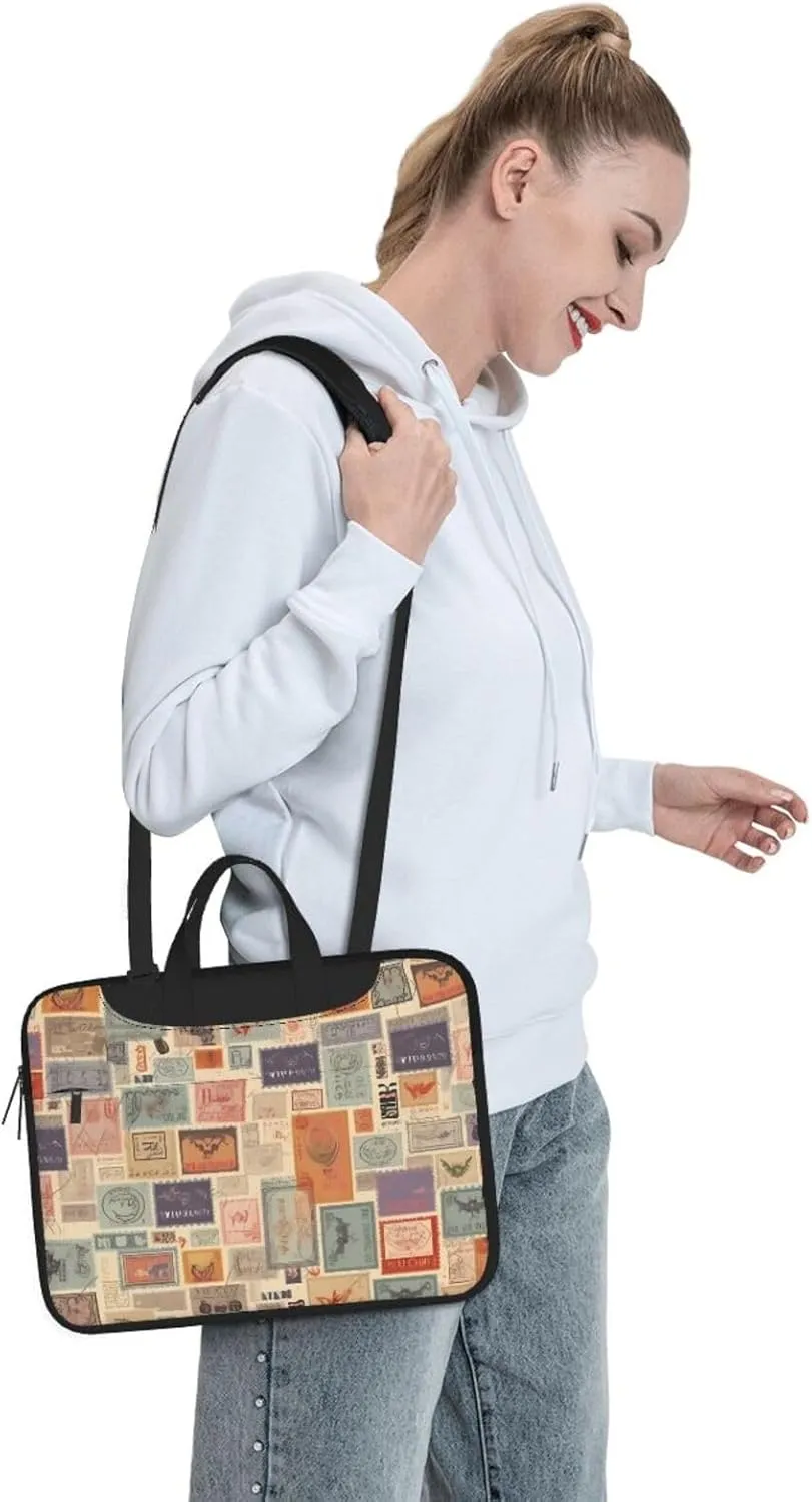 Postal Stationery Laptop Shoulder Bag Portable Laptop Bag Laptop Case Crossbody Briefcase w/Strap Handle