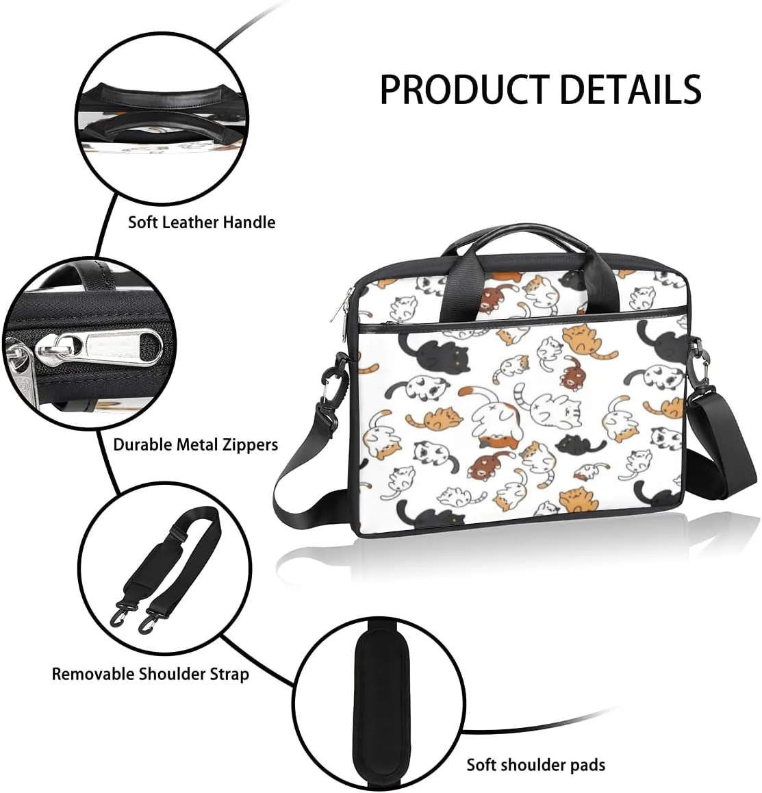 Prairie Animal Laptop Bag for Men Women 13-15 Inch Case Bags Sleeve Shoulder with Anti Slip Removable The Pad Straps