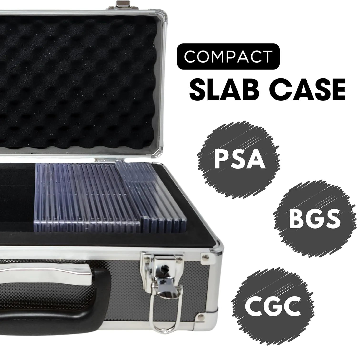 Precision Metal Slab Case – Holds 40 Graded Sports and Trading Cards – Durable Aluminum Storage Box for PSA, BGS, CGC Slabs – X-40 Grey