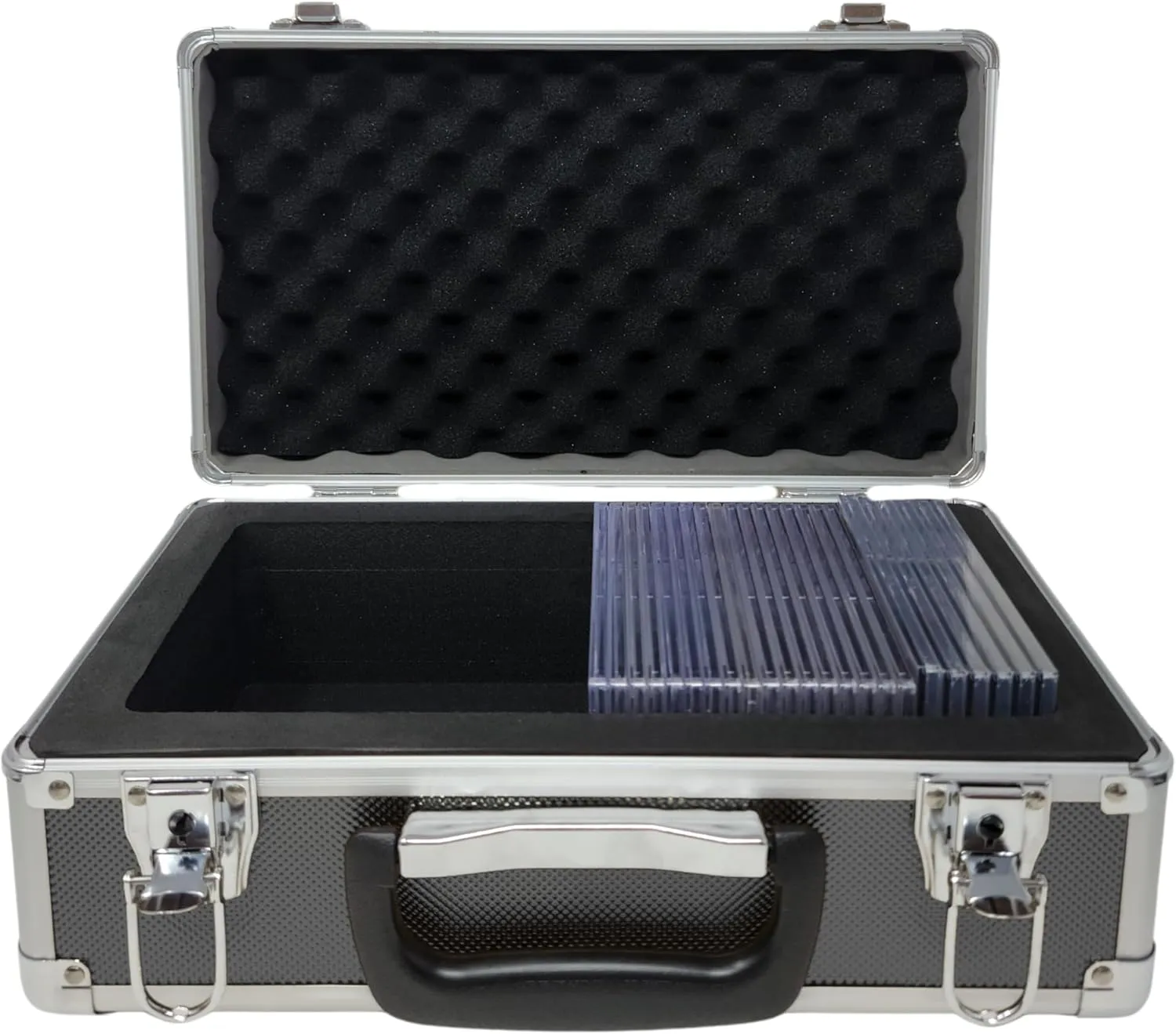 Precision Metal Slab Case – Holds 40 Graded Sports and Trading Cards – Durable Aluminum Storage Box for PSA, BGS, CGC Slabs – X-40 Grey