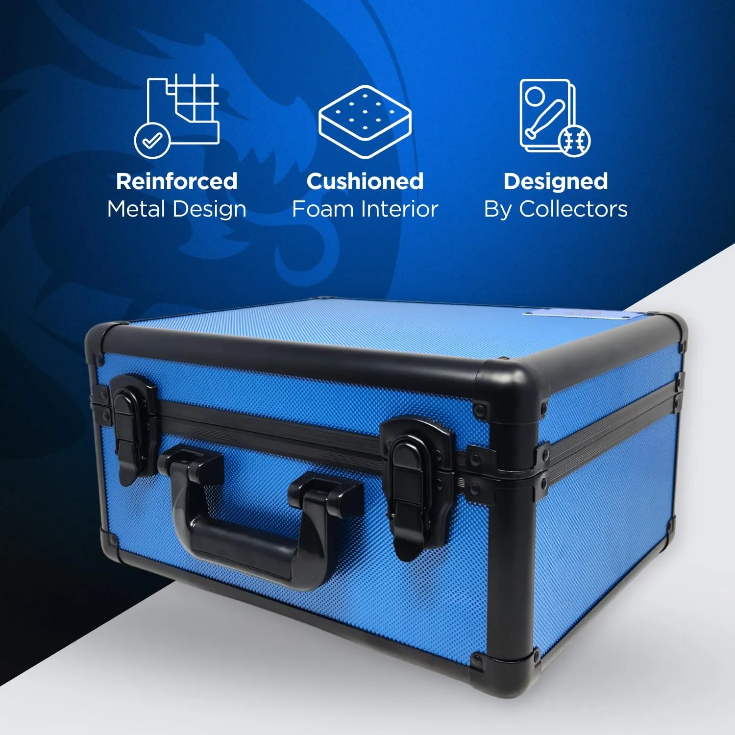 Precision Metal Slab Case – Holds 45 Graded Sports and Trading Cards – Durable Aluminum Storage Box for PSA, BGS, CGC Slabs – XL-45 Blue