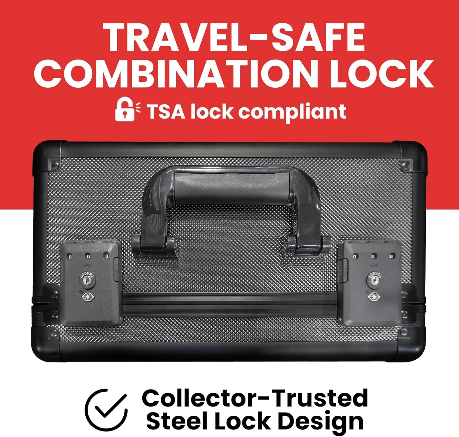 Premium Graded Card Storage Box - Impact Resistant Graded Card Case with TSA Lock & GPS Compartment, Holds 90 PSA/BGS Cards, Toploader Cards, Sports, Trading Card Storage Box for Collectors & Travel