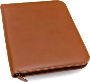 Premium Maruse Leather Portfolio Padfolio - Executive Folio for Men and Women with Zipper, Folio Document Organizer, Laptop Sleeve, iPad Case and Folder - Made in Italy, Honey