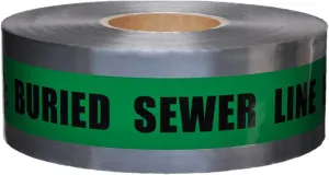 Presco Underground Detectable Tape: 3 in. x 1000 ft. (Green with Black "CAUTION BURIED SEWER LINE BELOW" printing)
