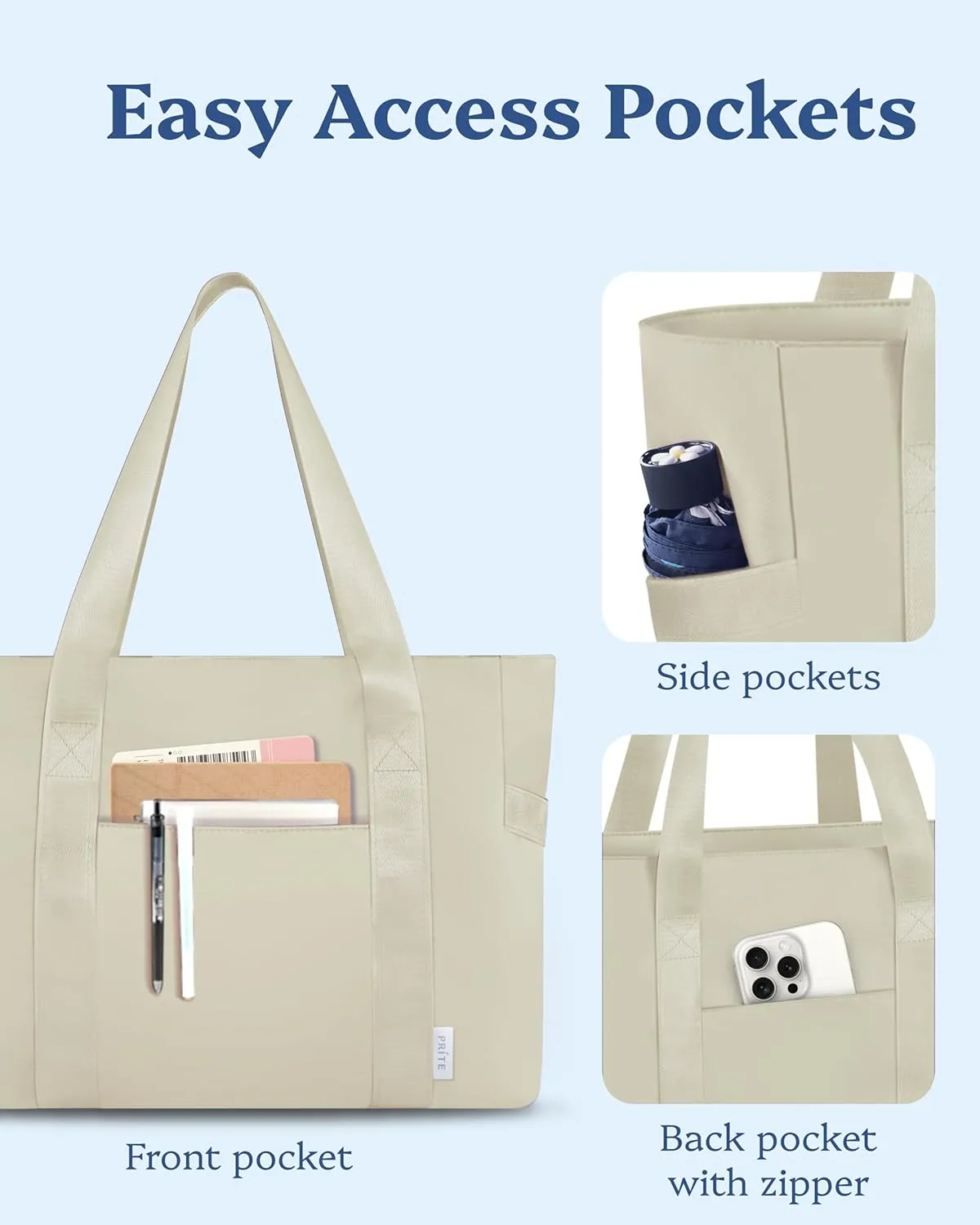 Prite Tote Bag for Women Weekender Bag with Laptop Compartment for Work Nurse Travel Gym
