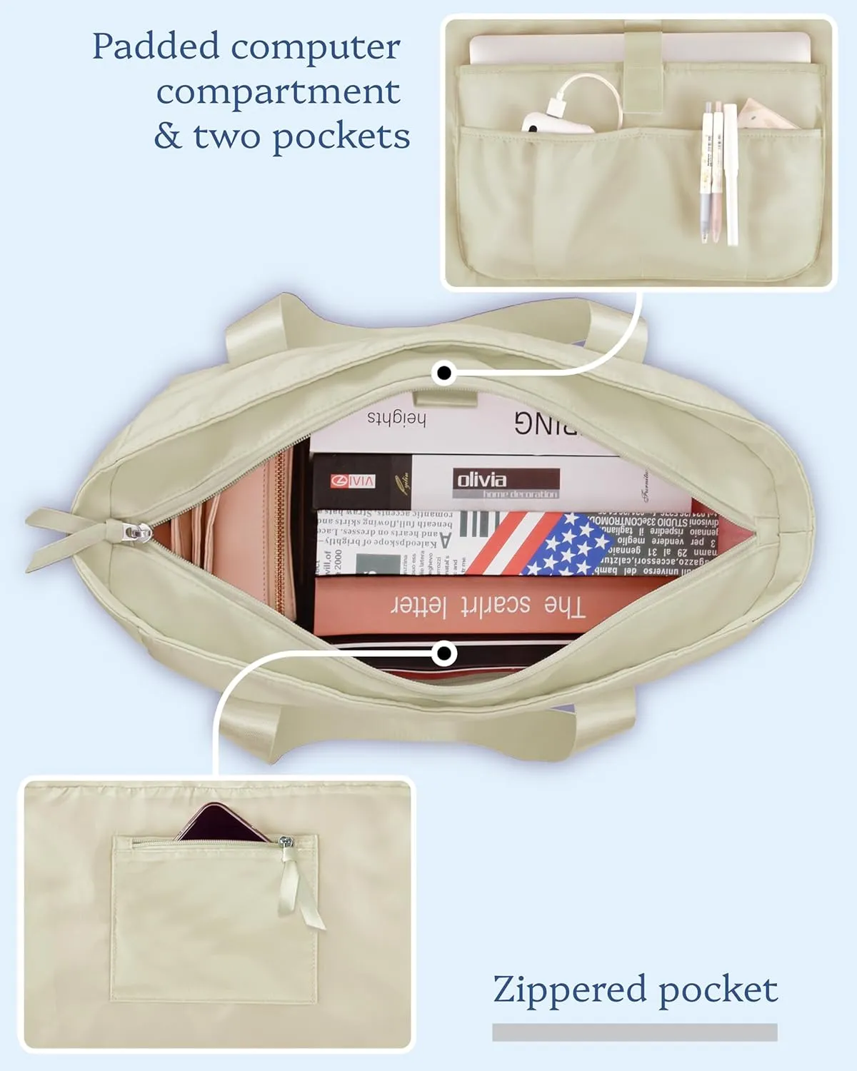 Prite Tote Bag for Women Weekender Bag with Laptop Compartment for Work Nurse Travel Gym