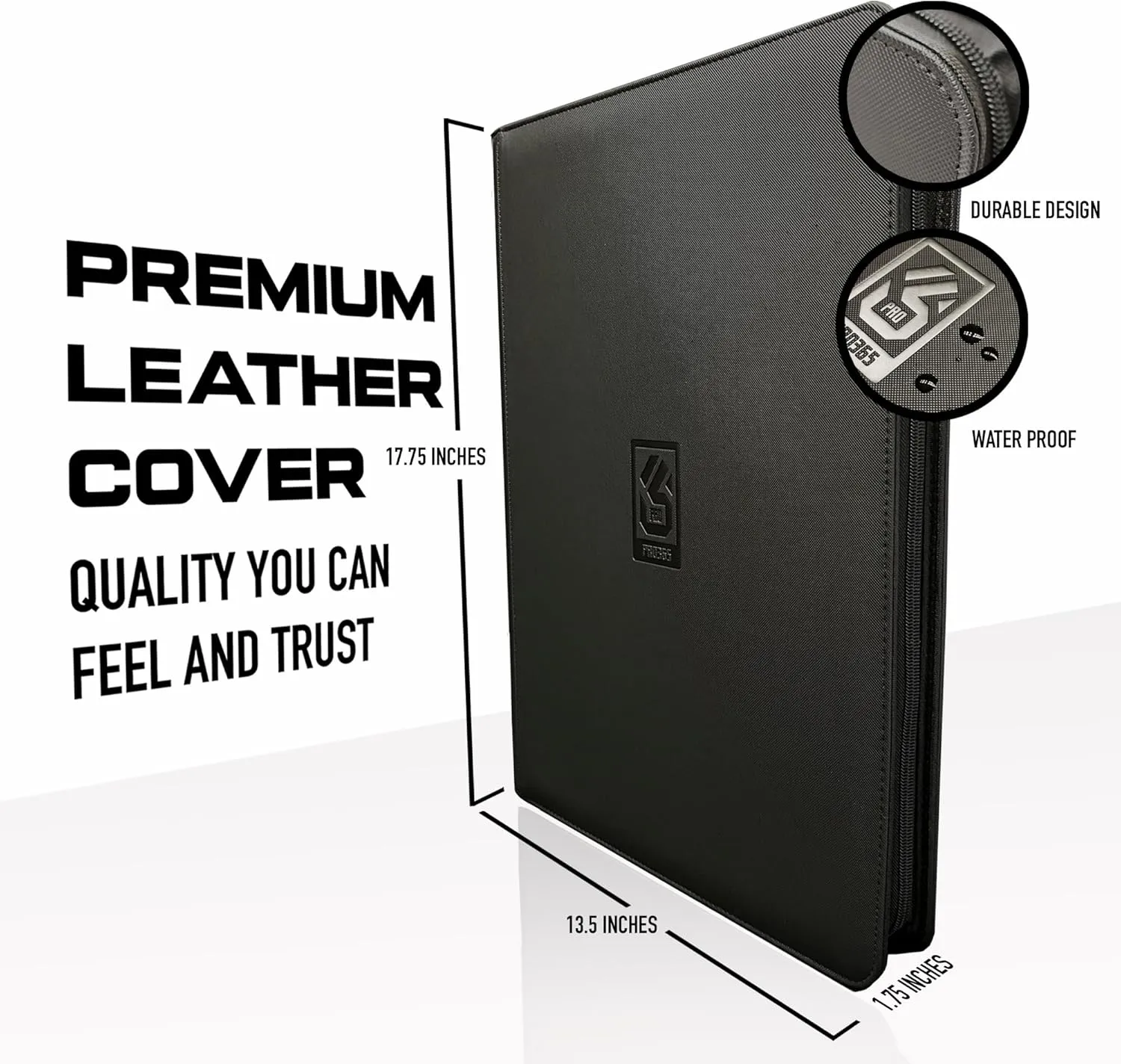 PRO365 1000  Trading Card Binder   Shoulder Strap! | 16 Pocket Side-Load Sleeves Trading Cards Portfolio | Long-term Binder | Binder For Sports/Comic/Anime Trading Cards (Black w/Strap)