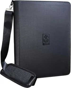 PRO365 1000  Trading Card Binder   Shoulder Strap! | 16 Pocket Side-Load Sleeves Trading Cards Portfolio | Long-term Binder | Binder For Sports/Comic/Anime Trading Cards (Black w/Strap)