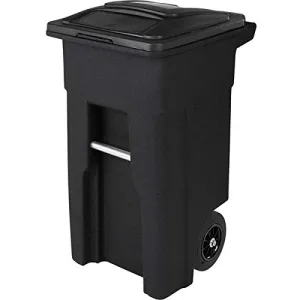 PRO&Family 128 Qt. / 32 Gallon / 121 Liters Blackstone Rotational Molded Wheeled Rectangular Trash Can with Lid Trash Bag Included Waste Basket Garbage Can Recycle Bin Commercial Trash Can