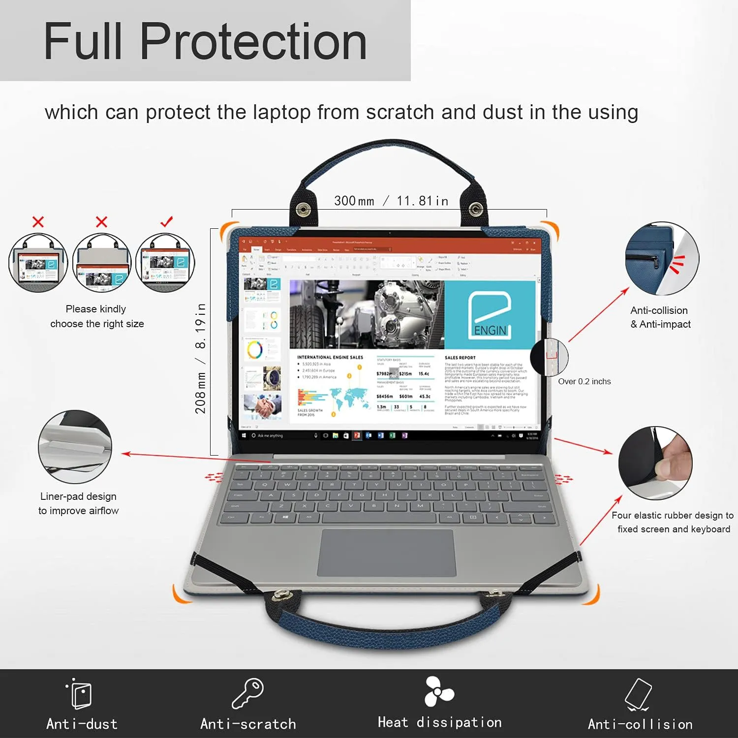 Protective Case and Portable Bag for 11.6" Lenovo ThinkPad & Yoga 11e (3rd-5th Gen) & Chromebook 11e (3rd-4th Gen), Blue