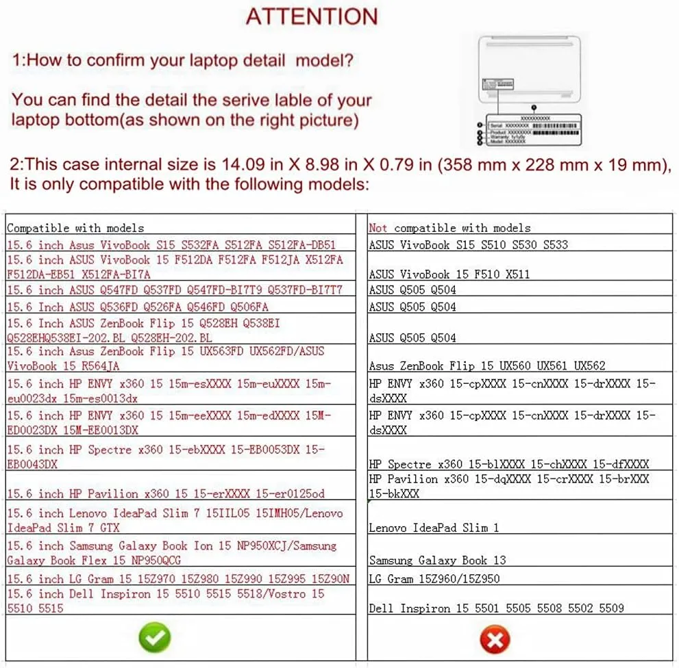 Protective Case   Portable Bag for 15.6" Samsung Galaxy Book Ion 15 NP950XCJ/Galaxy Book Flex 15 NP950QCG & HP Envy x360 15-ewXXXX 15-eeXXXX 15-edXXXX 15-esXXXX 15-euXXXX/Spectre x360 15-ebXXXX,Black