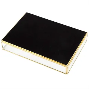 Pssopp Glass Storage Box, Stylish Brass Edging Translucent Makeup Jewelry Organizer with Large Capacity for Cosmetics Display, HandWelded Craftsmanship (Rectangular, Medium)