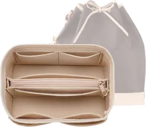 Purse Organizer Insert for LV Noe BB Bucket Bags,Tote Bag Organizer with zipper insert (Small, Beige)