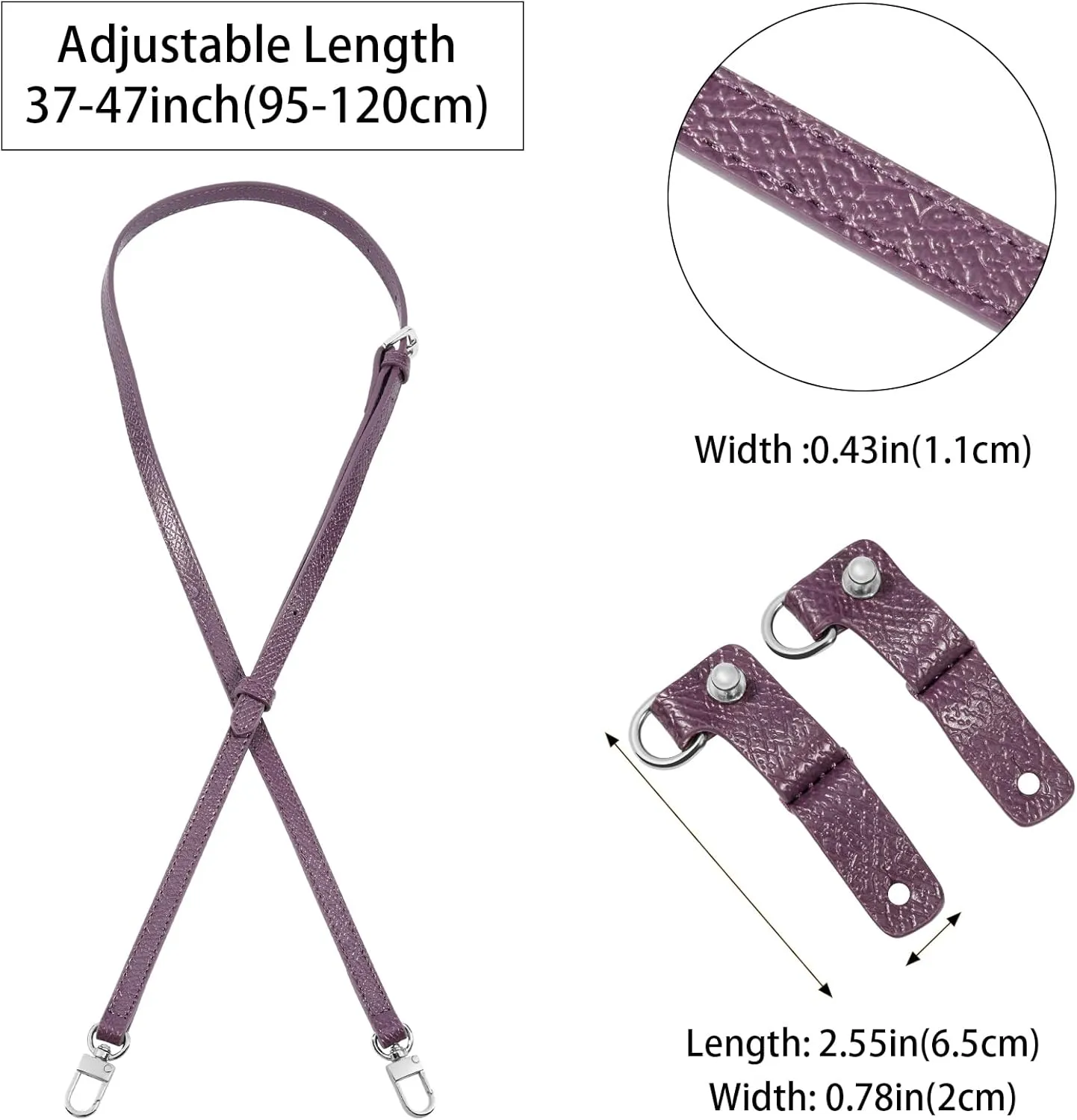 Purse Straps Replacement, Leather Handbag Crossbody Shoulder Strap Kit Adjustable for Mini Longcamp Tote Bag Women