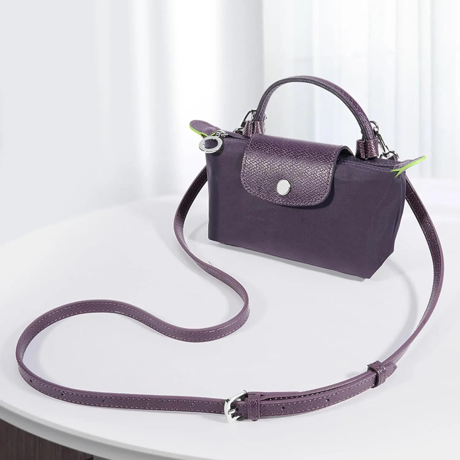 Purse Straps Replacement, Leather Handbag Crossbody Shoulder Strap Kit Adjustable for Mini Longcamp Tote Bag Women