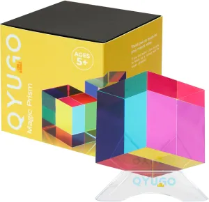 QYUGO® Color Cube in Acrylic (50mm) Perfect Desk Toy for Creatives & Puzzle Enthusiasts - Explore The Cyan Magenta and Yellow Color Mixing Theory, Stimulate Imagination Adding Vibrancy to Any Space