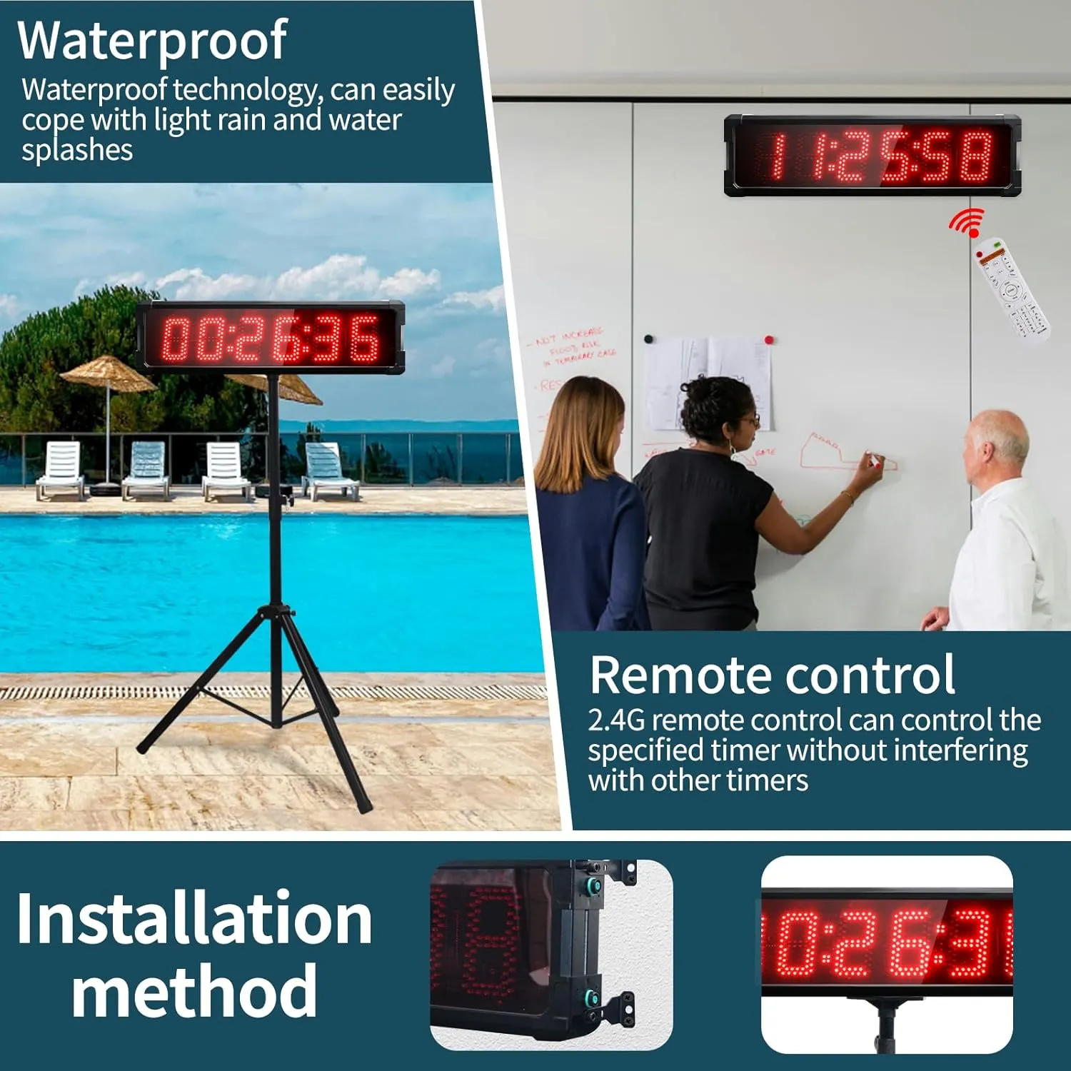 Race Clock with Tripod for Running Events, Large LED Stopwatch with Remote,Countdown/Count up Gym Timer for Home,Wall Digital Time Clocks