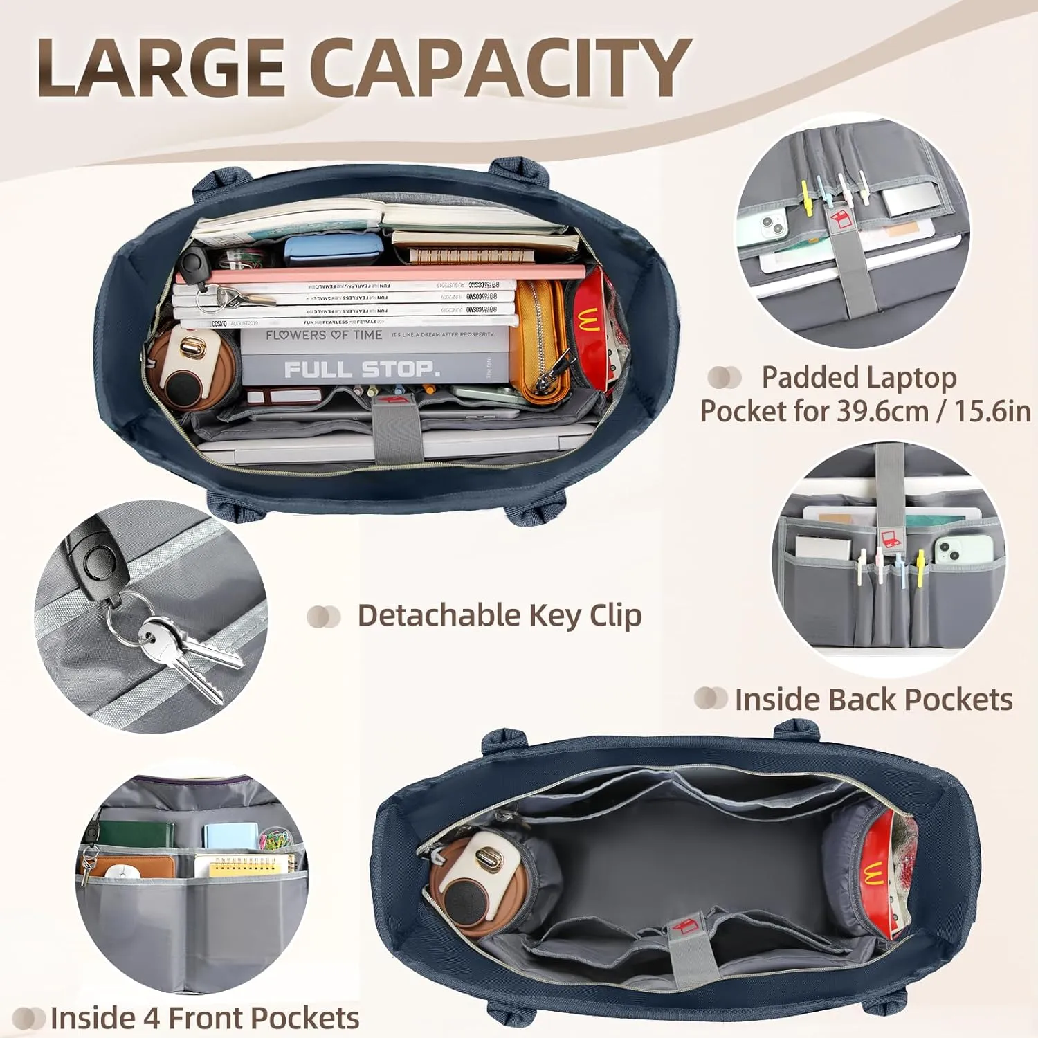 RAINSMORE Laptop Bag for Women 15.6 Inch Work Teacher Tote Nurse Bag Professional Laptop Tote Computer Messenger Shoulder Bags Large Handbag Business Office Work Briefcase