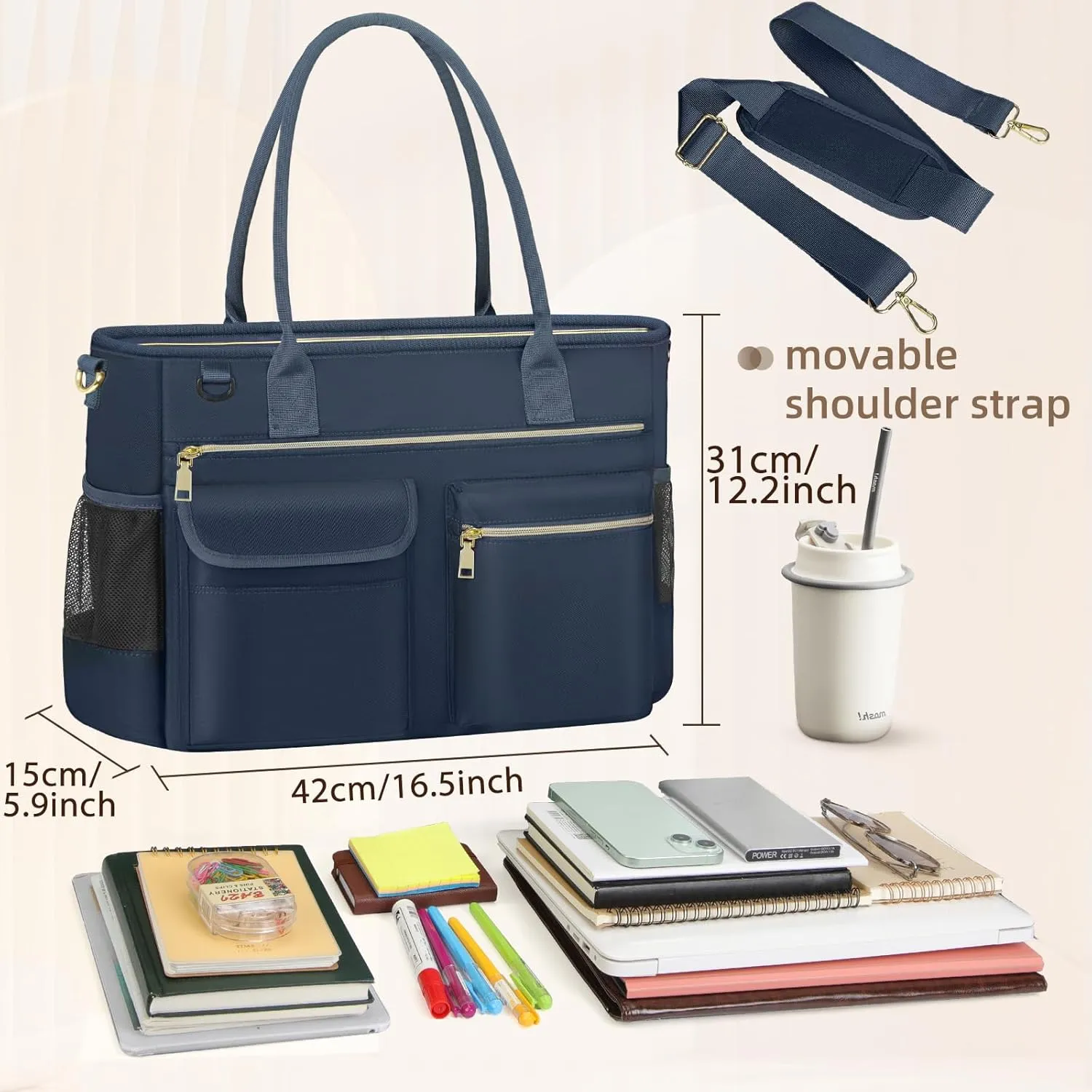 RAINSMORE Laptop Bag for Women 15.6 Inch Work Teacher Tote Nurse Bag Professional Laptop Tote Computer Messenger Shoulder Bags Large Handbag Business Office Work Briefcase