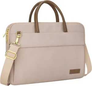 RAINYEAR 14 Inch Laptop Bag for Women, Protective Waterproof Large Capacity Computer Shoulder Bag Carrying Case with Handle for 13-14 Inch Notebook Computer Laptop, Khaki