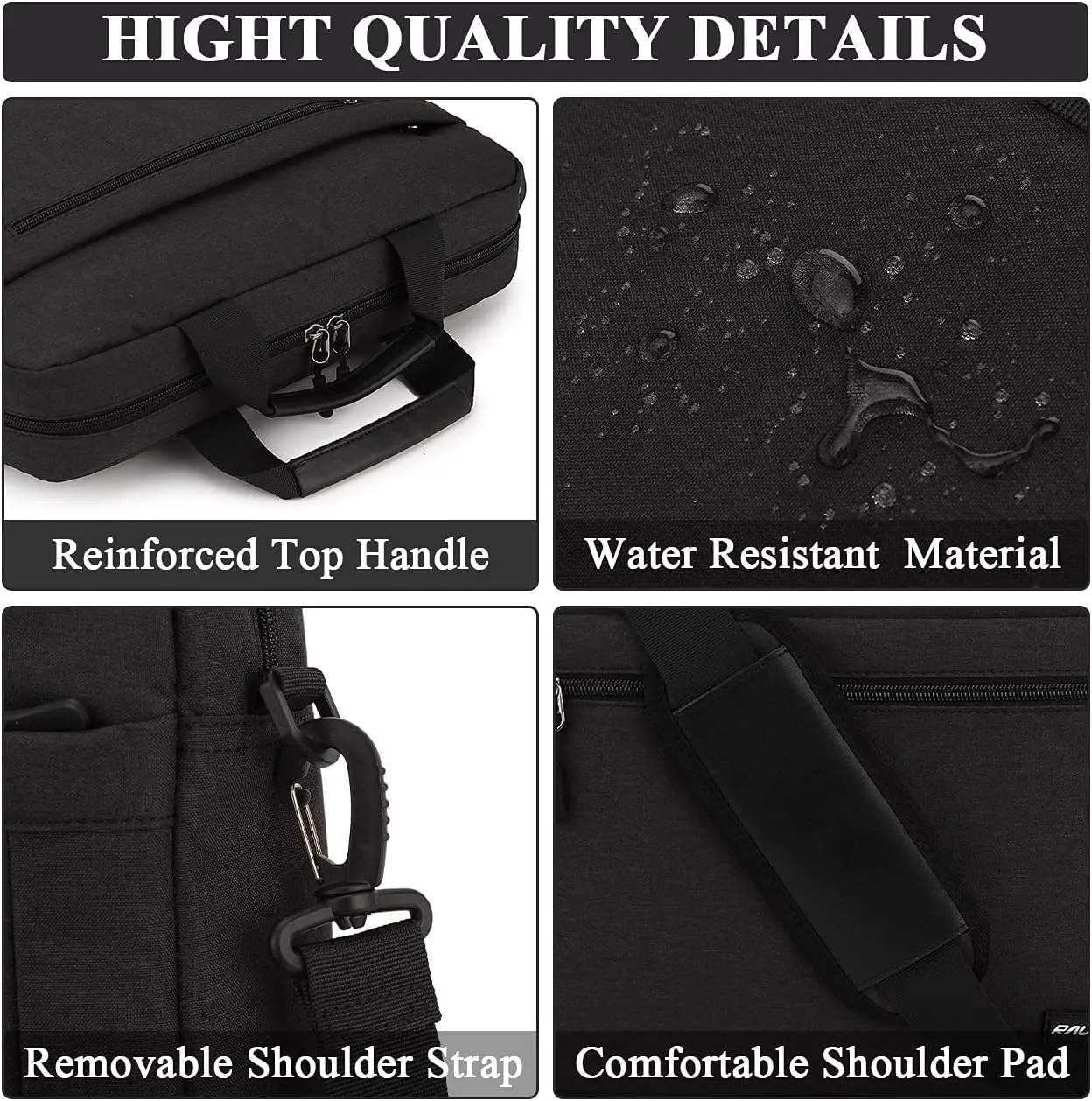 RAVUO 17inch Laptop Bag, Mens Water Resistant Shoulder Messenger Bag Computer Carrying Case Business Briefcase with Organizer Pocket