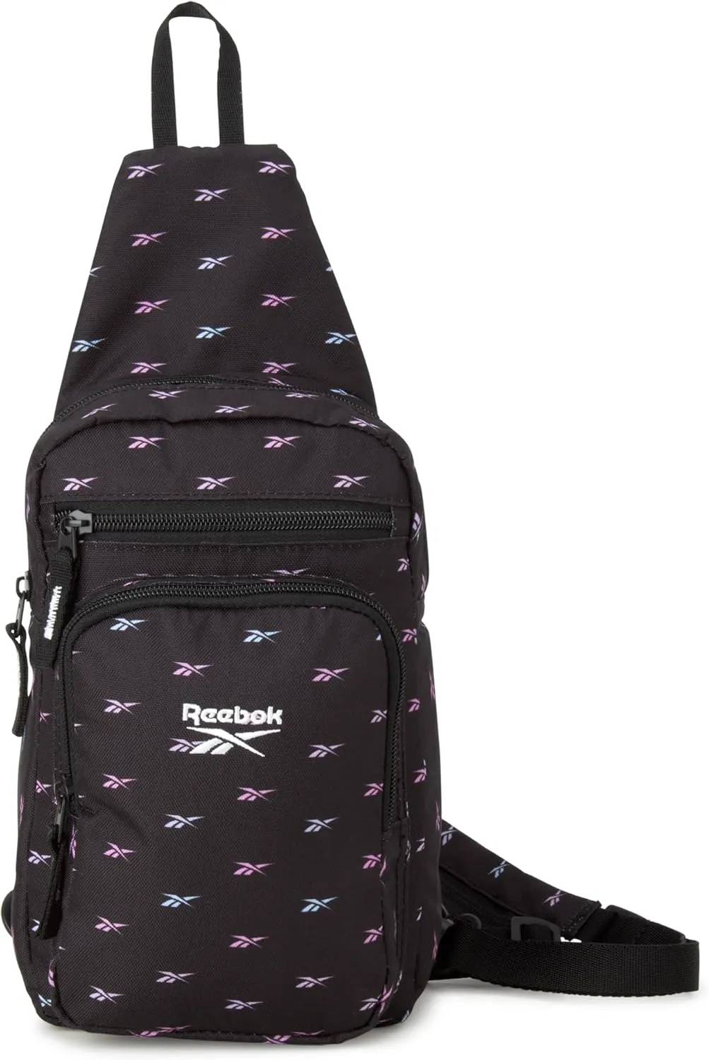 Reebok Unisex Crossbody Bag - Compact Sling Crossbody Bags for Women and Men with Convertible Strap for Gym and Travel, Size One Size, Cosmos Black Ombre