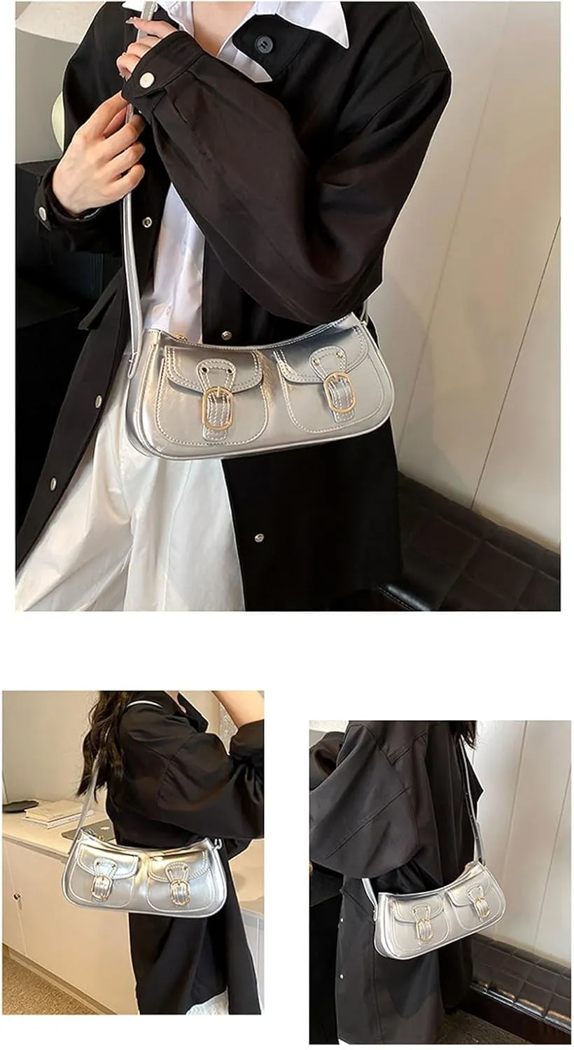 Retro Shoulder Bag Fashionable Crossbody Bags PU Leather Armpit Purse Casual Underarm Bags for Women and Girls