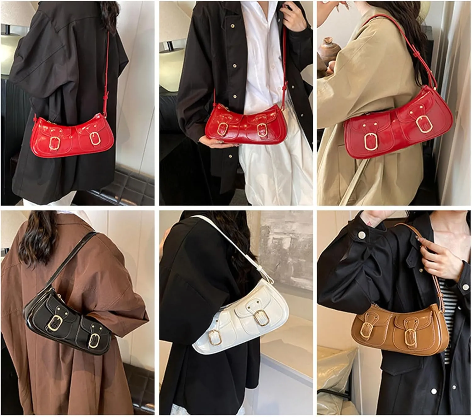 Retro Shoulder Bag Fashionable Crossbody Bags PU Leather Armpit Purse Casual Underarm Bags for Women and Girls