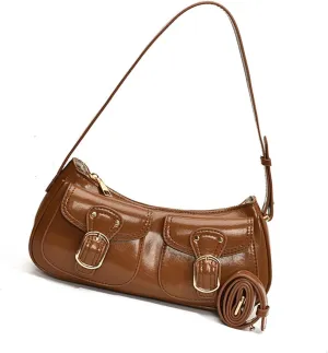 Retro Shoulder Bag Fashionable Crossbody Bags PU Leather Armpit Purse Casual Underarm Bags for Women and Girls
