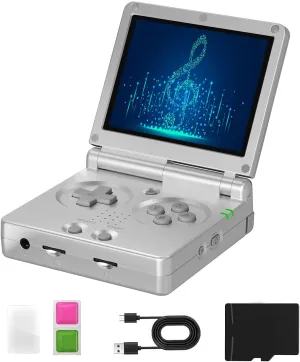 RG35XXSP FILP Retro Game Console,3.5 Inch IPS Screen 640x480,Built-in 64GB 128GB TF Card,with 3300mAh Battery Linux System Classic Game Console,Support HD and TV Output Casual Game Console(Silver)