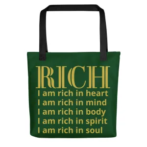 RICH BY XCLUSIF POETIX FOREST GREEN & GOLD Tote bag